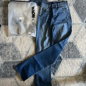 Fashion Nova Medium Blue Wash Split Jeans